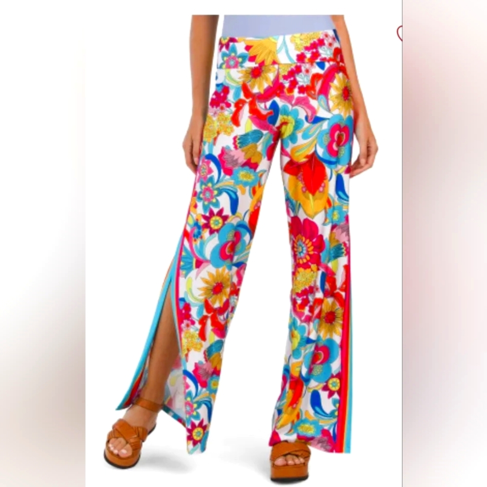 TRINA TURK FONTAINE HIGH WAISTED COVERUP PANTS MEDIUM
